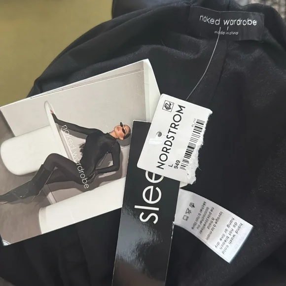 Naked Wardrobe Scoop Front Mini Skirt Sleek Black Large NWT 50 - Picture 5 of 6